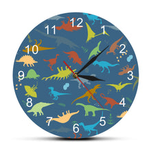 Load image into Gallery viewer, Colorful Dinosaur Clock