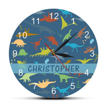 Load image into Gallery viewer, Colorful Dinosaur Clock